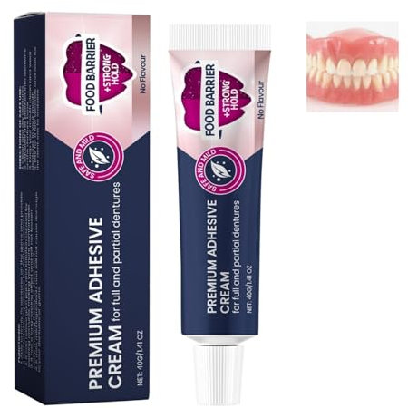 Crèmes Fixatives Pour ProthèSes Dentaires, Adhésive Pour Prothèses Dentaires, Colle Dentaire Extra Forte, Améliorer Le Confort, Adapté Aux Dentures Qui Sont Lâches 40 g (1pc)