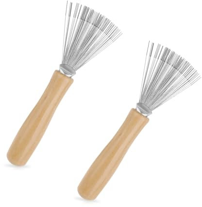 Weenwill Hair Brush Cleaner Tool,2 Pcs Hair Brush Cleaner Comb Cleaning Brush with Metal Wire Rake Wooden Handle Portable Hairbrush Cleaning for Removing Hairs Dust Dirt Lint Home Salon