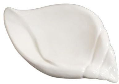 Shell Conch Seifenschale, Seifentrocknungsregal, Keramik-Seifenschale, selbstentleerender Seifenhalter, ablaufbarer Seifenbehälter, dekorative Seifenablage (weiße Muschel)