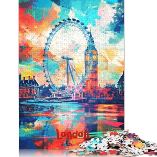 London Art Poster Puzzles für Erwachsene, 1500 Teile, Holzpuzzle für Erwachsene und Jugendliche, Heimdekoration, Puzzlespielzeug, 1500 Teile (85 x 57 cm)