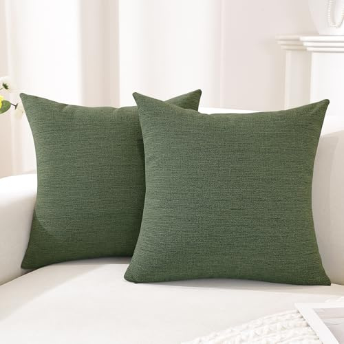 CYCMACO 2er Set Kissenbezüge 50x50, Falscher Leinen Dekorative Kissenbezüge, Kissenbezug Mit Verstecktem Reissverschluss, Moderne Weich Kissenbezug, Für Sofa Wohnzimmer Schlafzimmer, Grün