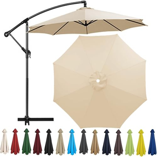 Sonnenschirm Ersatzbezug 2-4.0m 6/8 Streben, Sonnenschirm Stoff Uv Schutz 50 Windfest Strand Terrasse Garten Überdachung Ersatzabdeckung für Outdoor-Regenschirm (Beige Yellow,8 Ribs-4m(13ft))