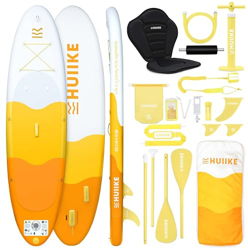 HUIIKE Stand Up Paddling Board 10' und bis zu 130 kg mit Zubehör Inklusive | Zum Kajak Umbaubar mit Paddel, Pumpe, Finnen und Leash. Paddle SUP Board Aufblasbar Hohe Stabilität und Widerstandsfähigkeit