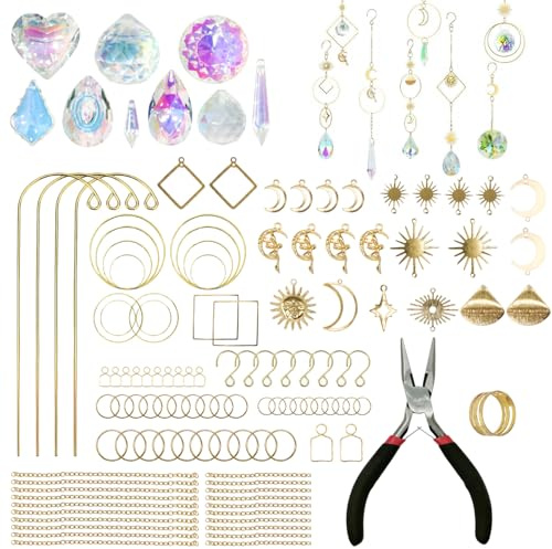 260PCS Plant Pot Suncatcher Kit DIY Crafts for Adults Windows Crystal Sun Catcher Making Supplies Home Garden Yard Decor Flower Pots Art and Crafts for Women Birthday Valentines Present