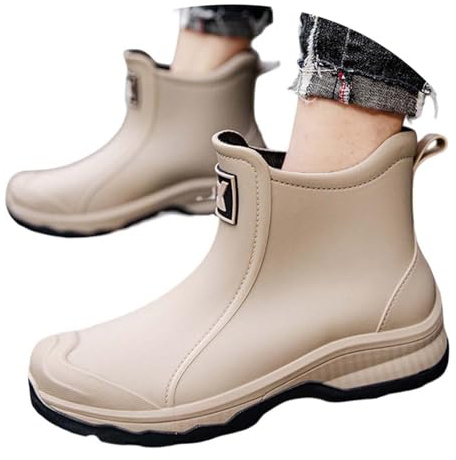 halbe Gummistiefel Herren, Barfuß wasserdichte Protective Regenschuhe Atmungsaktiv Kurze Anti-Rutsch Gummistiefel Bequem rutschfest Arbeitsschuhe Gartenschuhe 44 EU