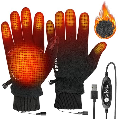 USB Heated Gloves for Men Women,Touchscreen Hands Warmer Gloves,3 temperature settings, Washable Hand Warmers Laptop Mittens, for Indoor Gaming Typing Office Outdoor Skiing