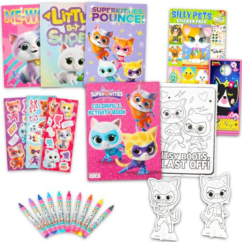 Disney Super Kitties Ultimatives Aktivitätsset – Kunst- und Bastelset mit Malbuch, Aufklebern, Spielen, Puzzles, Zeichnen und mehr, Super-Kätzchen-Aktivitäten für Mädchen, Kinder