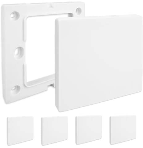 Rairsky 6 Pièces Plaques Murales Vierges, 8.6 X 9 cm Blanc | Cache Prise Trou Murale Compteur Electrique, Cache Prise Murale, ÉPais et Durables, pour Prises Ou Interrupteurs Inutilisés
