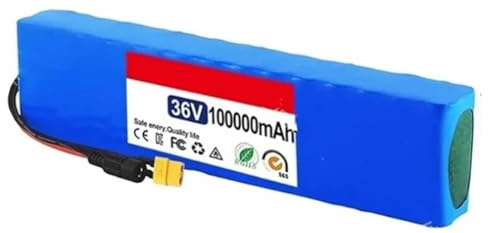 Batterie de vélo électrique 36V Batterie au Lithium 100Ah 10S3P Longue autonomie avec Chargeur et BMS Convient aux trottinettes et draisiennes électriques 36V 100Ah,XT60+SM