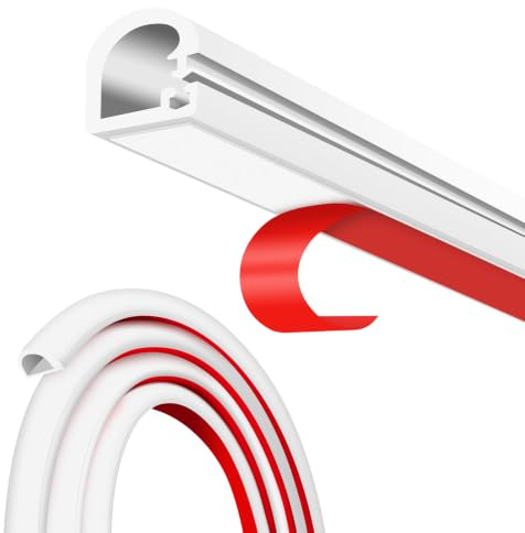 Silikon Kabelkanal Weiß Selbstklebend Extra Stark Klebend, 3m für 1 Kabel | Flexibler Kabelschacht mit Schaumstoff Kleberücken, Kabelabdeckung Kabel Verstecken Wand, TV, Boden, Glasfaserkabel