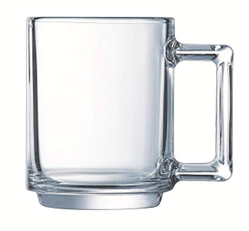 Luminarc - Tasse 9 cl A la Bonne Heure - Verre Trempé - Design Tendance - Poignée Ergonomique - Compatible Micro-Ondes et Lave-Vaisselle - Fabrication Française, Transparent