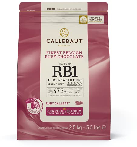 Callebaut Receipe RB1 Ruby - Cioccolato rosa, 47,3% di cacao, 2,5 kg, confezione da 1