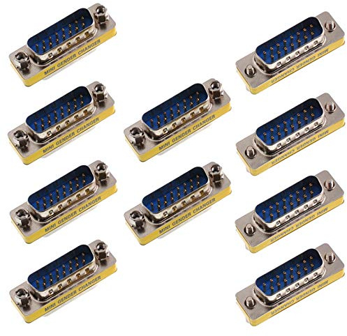 Oiyagai 10 Pack DB15 15 Pin D-SUB Male to Male Coupler Adapter VGA Cable Connector Joiner for Monitor, Projector, and Computer