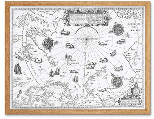 Map Barents 1598 North Pole Sea Monsters Art Print Framed Poster Wall Decor 12x16 inch Karte Wand Deko