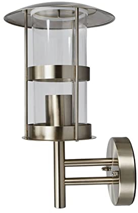 Lindby Edelstahl Wandlampe aussen IP44, Wandleuchte silber Außenbeleuchtung Wand Hof Garten Terrasse Balkon Aussenleuchte
