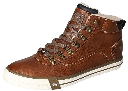 MUSTANG Herren Stiefelette Schnürboot High Top Sneaker Warmfutter 4103-601, Größe:42 EU, Farbe:Braun