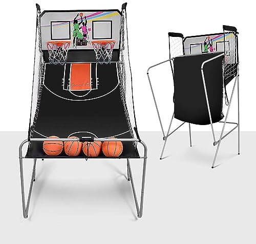 DREAMADE Basketballautomat elektronisch, Basketball Schießmaschine inkl.4 Basketbälle,Basketball Shoot Out mit Anzeigetafel & 8 Verschiedenen Spielmodi, Basketballspiel Arcade für Indoor Outdoor
