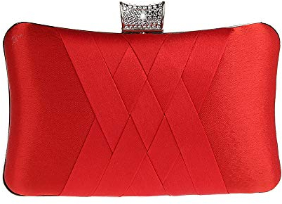 Ro Rox Francesca Retro Vintage Crystal Evening Prom Party Box Clutch Handbag Bag, Red, One Size