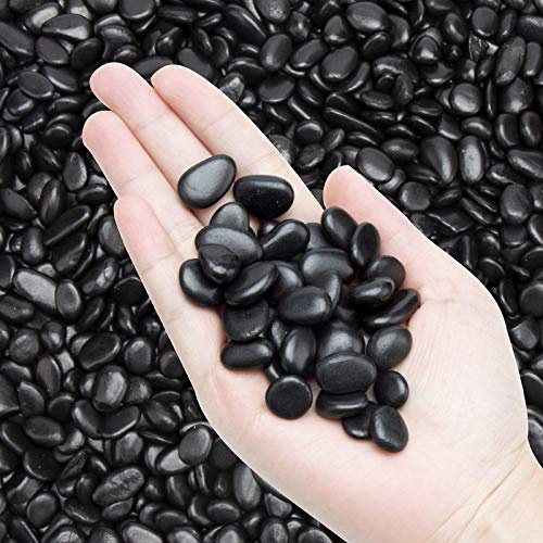 9.7lb Black Small Decorative Pebbles - Aquarium Gravel River Rock,Natural Polished Decorative Stones 3/8 Gravel Size,Polished Pebbles Gravel for Plants,Home Decor,Landscaping,Vase Fillers and More.