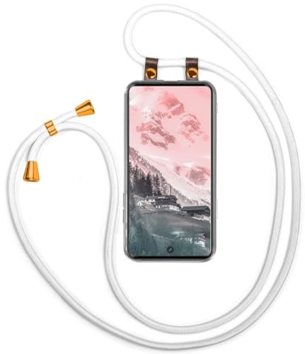 moex Handykette für Samsung Galaxy S20 FE/FE 5G Hülle mit Band abnehmbar, Handyhülle mit Kette zum Umhängen, Handyband 155 cm lang Stoff Kordel Umhängehülle, Handy Umhängeband, Weiß