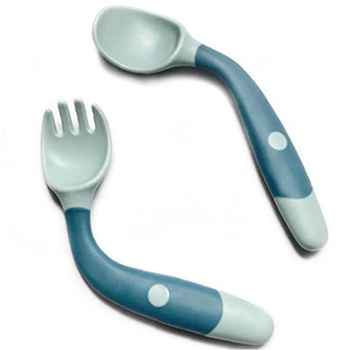 TOSSPER 2st Silikon Löffel Baby-utensilien Set Ergänzungsnahrung Kleinkind Lernen, Ausbildung Biegsame Weiche Gabel Säuglingskinder Geschirr Essen