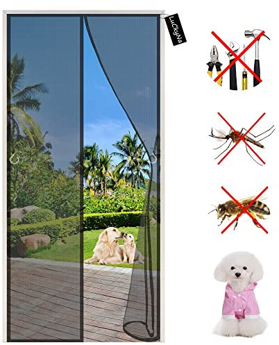 Zanzariera Magnetica Per Porta, Zanzariera porta Finestra 105 x 215 cm Automaticamente Sigilla Traspirante Tenda Zanzariere a Calamita per Porte Finestre Balcone Soggiorno - Nero
