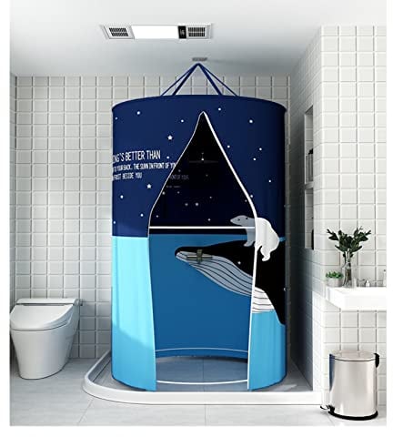 AWSAD Wasserdichter Runder Duschvorhang Tragbare Umkleidekabine Hitzeerhaltung, für Badezimmer, Camping Doppelter Reißverschluss Platz Sparen Color : C, Size : W31xH79in(0.8x2m)