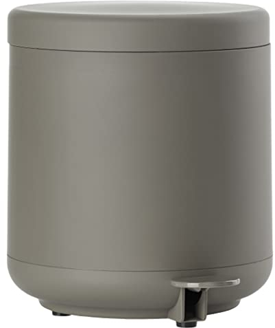 Zone Denmark Ume Mülleimer Bad, Kosmetikeimer, Treteimer mit Deckel fürs Badezimmer, mit herausnehmbarem Inneneimer und Soft-Close, Durchm. 19,5 cm, Höhe 22 cm, 4 Liter, Taupe (Braun)