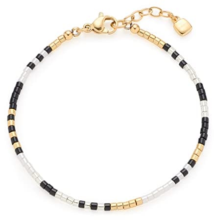 Leonardo Ciao Osira Armband aus Edelstahl, filigranes Armband aus Miyuki-Glasperlen, Perlenarmband schwarz/gold/weiß, Damenschmuck, 022290