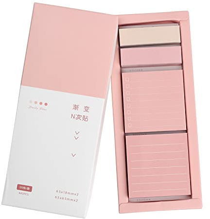 Rosa Liniert Haftnotizen Set, 240 Blatt Pastell Sticky Note Pads, Selbstklebende Index Tabs Memo Notizblöcke für Schule, Büro und Zuhause