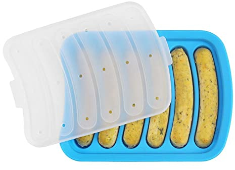 vepoty Silicone Sausage Mold DIY Hot Dog Making Mould 6 Cavity Sausage Tray Kitchen Baking Gadget