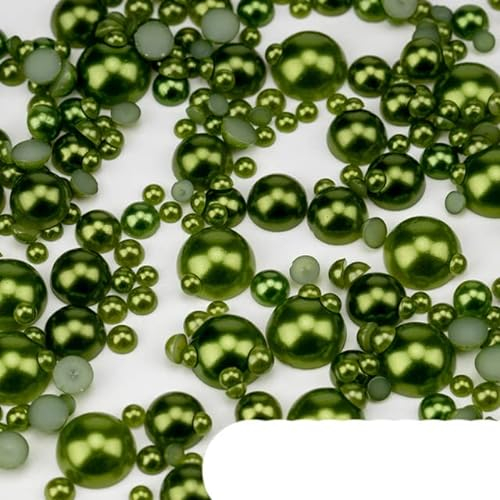 2,5/3/4/5/6/8/10 mm/Mischgröße, mehrfarbige ABS-Imitationsperlen, halbrund, Flatback-Perlen für DIY-Handwerk, Nagelkunst, dekorativ-17 Drak Green, 10 mm – 50 Stk