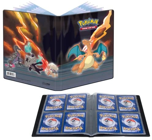 Ultra PRO - Serie Galleria: Portfolio 4 tasche per Pokémon ft. Charizard, Salazzle, Torkoal e Alolan Marowak, Proteggi e Memorizza 40+ carte Pokémon, carte da gioco, carte da collezione