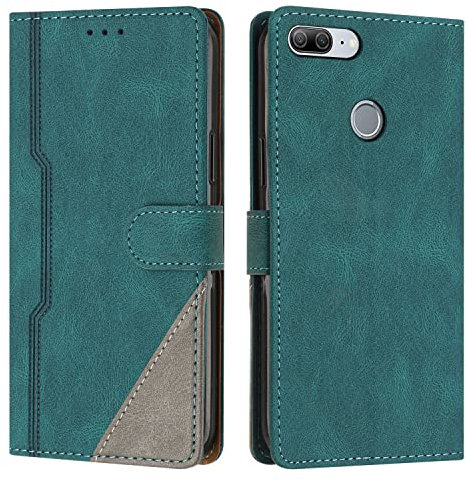 JZASES Cover per Huawei P Smart 2018 / Enjoy 7S / Honor 9 Lite, Custodia in PU Pelle, Antiurto Libro Portafoglio Protettiva Cover Compatibile con Huawei P Smart 2018 / Enjoy 7S, Verde