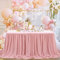 Gonna da tavolo in chiffon rosa polveroso, 2,7 m, tovaglia trasparente per matrimoni, feste a cuore, decorazione da tavolo, tavoli rettangolari o tavoli rotondi