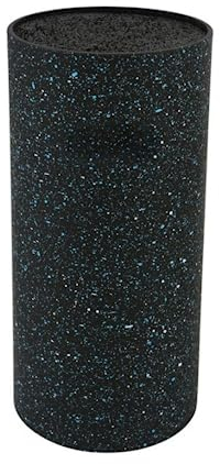 Luckyberg Messerblock Marmorierter ⌀11cm x Höhe 22cm, ohne Messer| universal Messerhalter für alle Küchenmesser, herausnehmbarer Borsteneinsatz - Rund, Messeraufbewahrung, Messerständers, (Schwarz)