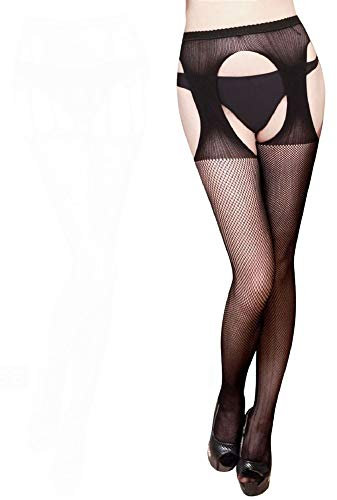 SKFLABOOF Autofixant Bas Résille Femme Érotique Sexy Combinaison Fantaisie Contention Grande Taille Guepiere Ouvert Ensemble Nylon Collant Résille Vintage Femme Collant Noir/Blanc Vêtements Femme