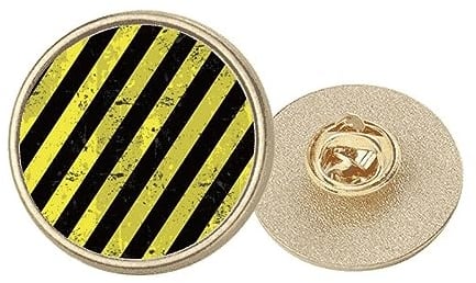 Broche en métal doré avec logo noir et jaune, M, Métal