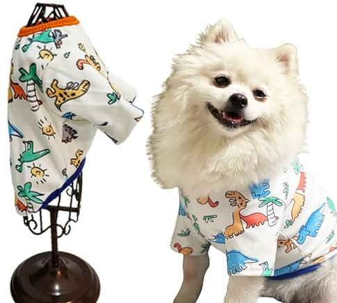 Dog Clothes Puppy Cute Dinosaur Shirt Pet Cotton Shirt Dog Vest Cat Clothes Dogs Boy Girl T Shirts for Small Dog Cat Teacup Chihuahua Yorkie (Dino SHIRT, Large)