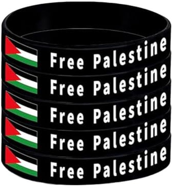 JHIALG 1/2/5 pulseras de Palestina gratis, pulsera palestina libre de silicona, salva, libertad para palestinos, pulseras Suppo Gaza