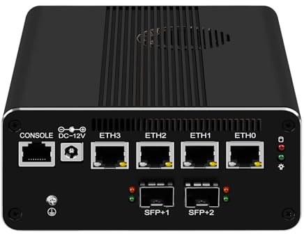 ROUAFWIT Mini PC 10Gbe Firewall Pentium 8505, DDR5 8GB RAM M.2 NVMe 128GB SSD, 2 x 10 Gigabit Ethernet SFP Micro Router Appliance Computer, 4 x i226V 2.5GbE LAN Support Windows OPNsense