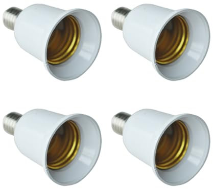Bsowte 4X E14 a E27 Estendere Base LED CFL Lampadina Adattatore Lampadina Convertitore Vite Socket