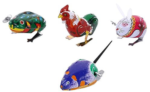 HEMOTON 4 Stück Aufziehspielzeug Eise Uhrwerk Spielzeug Kunst Retro Springende Frösche Hase Spaß Spielzeug Kindergeburtstag Mitgebsel Party Gastgeschenke