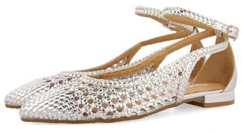 GIOSEPPO Dell Damen Ballerinas mit feiner Spitze, Blau, Silber, 37 EU