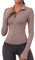 Rapbin Gym Top Damen Langarm Sport Oberteil T-Shirt Leicht Fitness Yoga Running Shirt mit 1/4 Reißverschluss und Daumenloch (Haiyueyan,L)