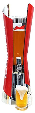 WHITEUQ Bierzapfanlage Getränkespender mit Zapfhahn Bierturm-Zapfanlage, 3L, Bierturm für Zuhause, Party-Bierzapfanlage, mit abnehmbarem Eisrohr