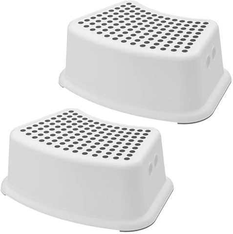 Sterun 2 Pack Plastic Child Foot Step Stools, Anti-Slip Cover on Top For Children, Practical Non-Slip Toilet Step, Great for Toddlers (Grey)