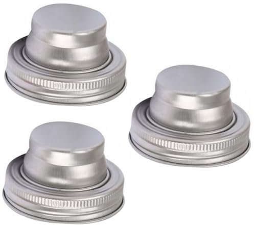 TOPBATHY 3 Stück 304 Einmachglas Deckel Gewürztöpfe Mini Gewürzflaschen Edelstahl Shaker Flasche Gewürz Shaker Deckel Breite Öffnung Einmachdeckel Einmachglas Shaker Deckel