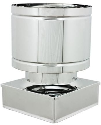 ALLINOX Comignolo Antivento Base Rettangolare Acciaio INOX AISI 304 Terminale A Botte Antipioggia Per Camino (32x42)