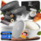 DoughMate Pizzaballenbox mit Deckel 4er Set - Ideal als Pizzabox, Teigbox, Gärbox, Für bis zu 350g Pizzateig, Anti-Haft-Silikon, Gefrier- und Spülmaschinengeeignet, Lebensmittelecht
